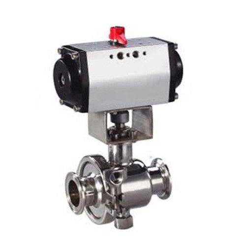 Sanitary Stainless Steel 2pc Tri Clamp Non Retention Ball Valve With Pneumatic Actuator